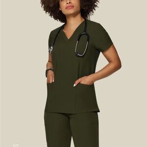 Olive scrub set with 2 bottoms